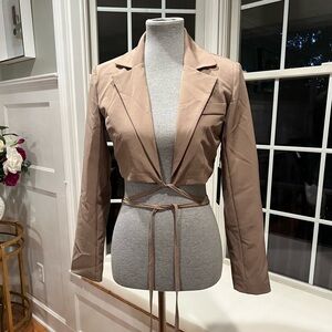 Cropped Tie Up Blazer Small NBW
